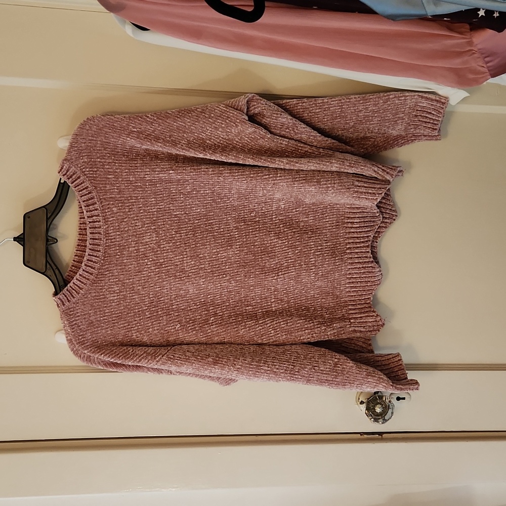 Pink size large fuzzy sweater